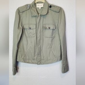 Linen & Cotton Olive Green Utility Cargo Jacket By Two Vince Camuto Size XS